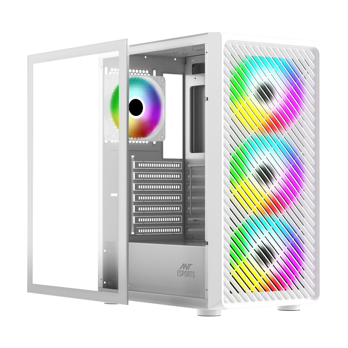 Ant Esports 211 Air Mid Tower ATX, M-ATX, ITX White Cabinet 4x120mm ARGB Fans - gallery image
